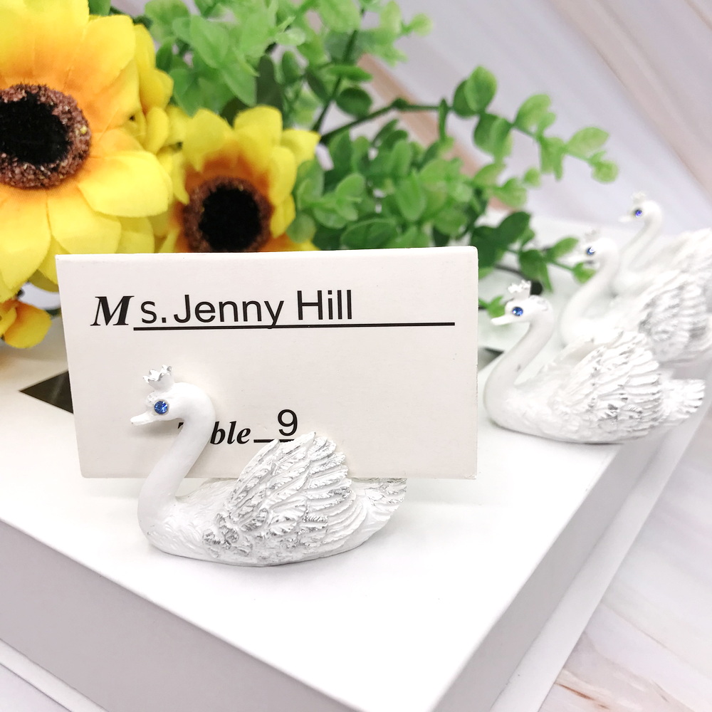 Document Holder Stand - 8PCS White Swan Place Card Holder