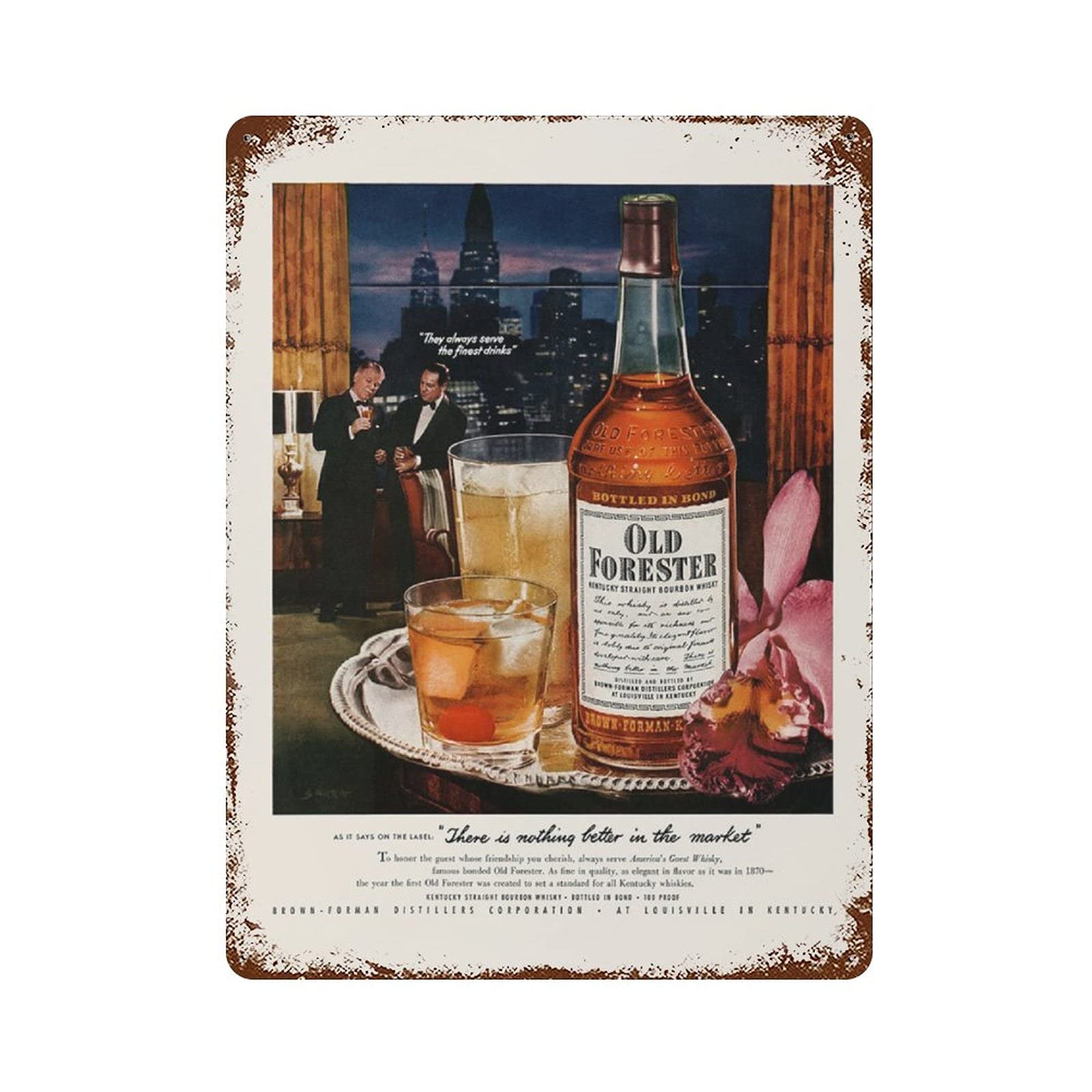 Home Office Or - Metal Tin Sign, Vintage Bourbon -