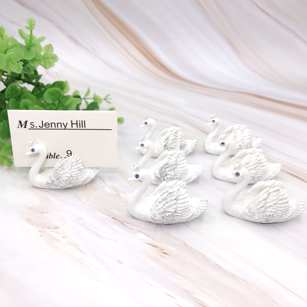 8PCS White Swan Place Card Hol - Document Holder Stand 评论和价格